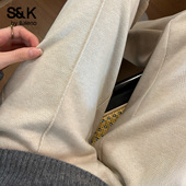 秋冬季 子女2026新款 加厚宽松通勤休闲裤 班尼路S&K系列加绒直筒裤