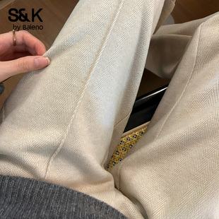 加厚宽松通勤休闲裤 秋冬季 子女2025新款 班尼路S&K系列加绒直筒裤