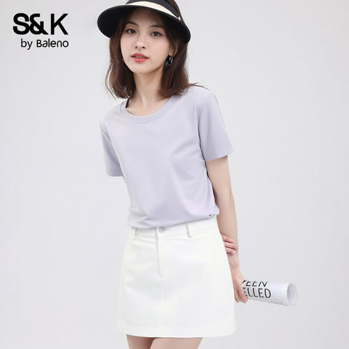 班尼路S&K紫色短袖t恤正肩上衣