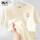 班尼路S&K系列杏色纯棉短袖 印花宽松上衣H 时尚 T恤女2026夏季 新款