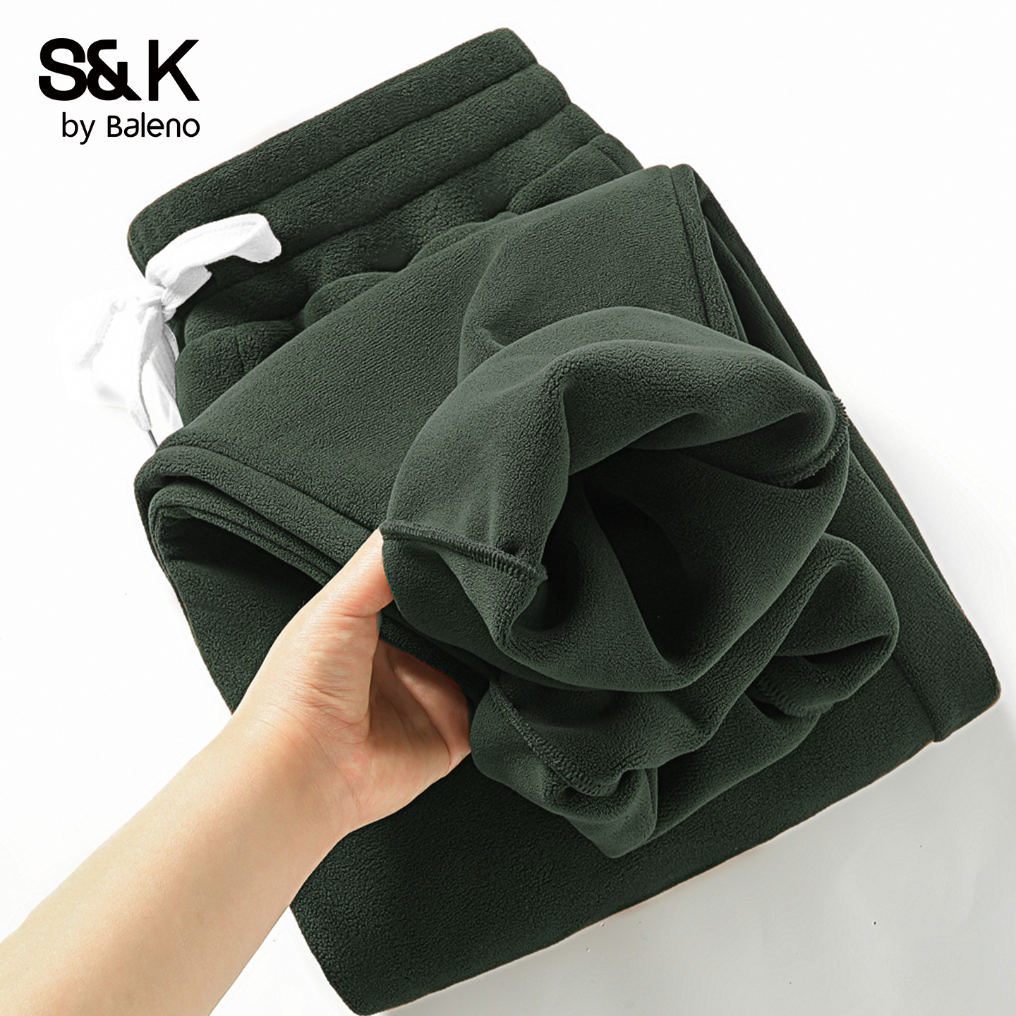 班尼路S&K墨绿色摇粒绒卫裤男