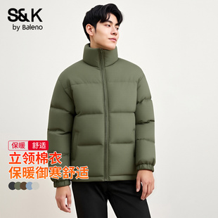 棉衣拉链外套A 加厚保暖面包服潮牌男士 班尼路S&K立领棉服男款 冬季