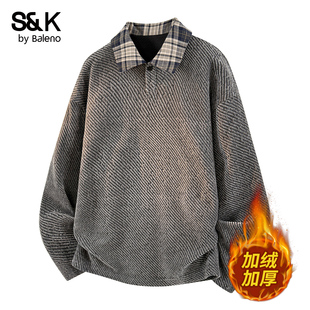 上衣宽松翻领polo衫 潮牌美式 外套男MS 新款 班尼路SK套头卫衣男秋季