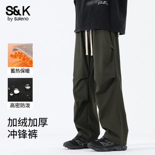 男士 裤 秋冬季 2025新款 班尼路美式 加绒加厚宽松直筒休闲长裤 工装