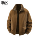 双面穿羊羔绒翻领加厚保暖休闲风棉服工装 班尼路SK冬季 款 男外套YS