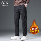 班尼路SK灯芯绒休闲裤 子男YS 宽松直筒保暖弹力百搭长裤 男士 秋冬季