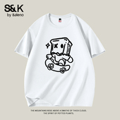 夏季 Baleno 上衣服A T恤男款 情侣装 班尼路S&K系列男士 白色纯棉短袖