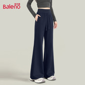 加绒休闲运动直筒阔腿裤 班尼路藏青色微喇裤 女2026春秋冬新款 子H