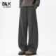 深灰弯刀卫裤 男女秋季 宽松加绒休闲裤 班尼路SK美式 慵懒休闲长裤