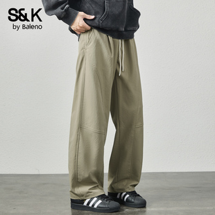 休闲裤 拼接弯刀长裤 男士 垂感百搭美式 潮流2025秋季 班尼路SK工装