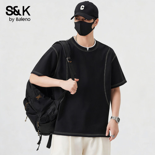 班尼路SK夏季宽松短袖T恤男