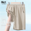 班尼路S&K系列卡其色男士短裤夏季华夫格重磅宽松五分裤大码中裤A