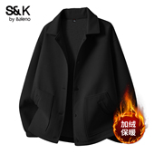 黑色显瘦加绒加厚保暖开衫 班尼路S&K摇粒绒夹克男士 春秋新款 外套A