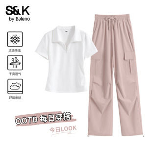 班尼路S&Kpolo衫工装裤运动套装女2026夏季新款早春穿搭两件套H