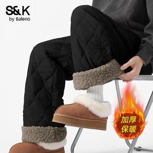 男款 直筒休闲裤 冬季 男士 加绒加厚防寒羽绒裤 班尼路S&K葫芦花棉裤