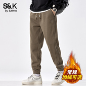 休闲男士 运动风束脚裤 男加绒长裤 班尼路S&K系列秋冬季 舒适卫裤