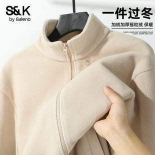 班尼路S&K摇粒绒开衫 男青少年保暖抓绒内胆防寒厚夹克A 外套男冬季