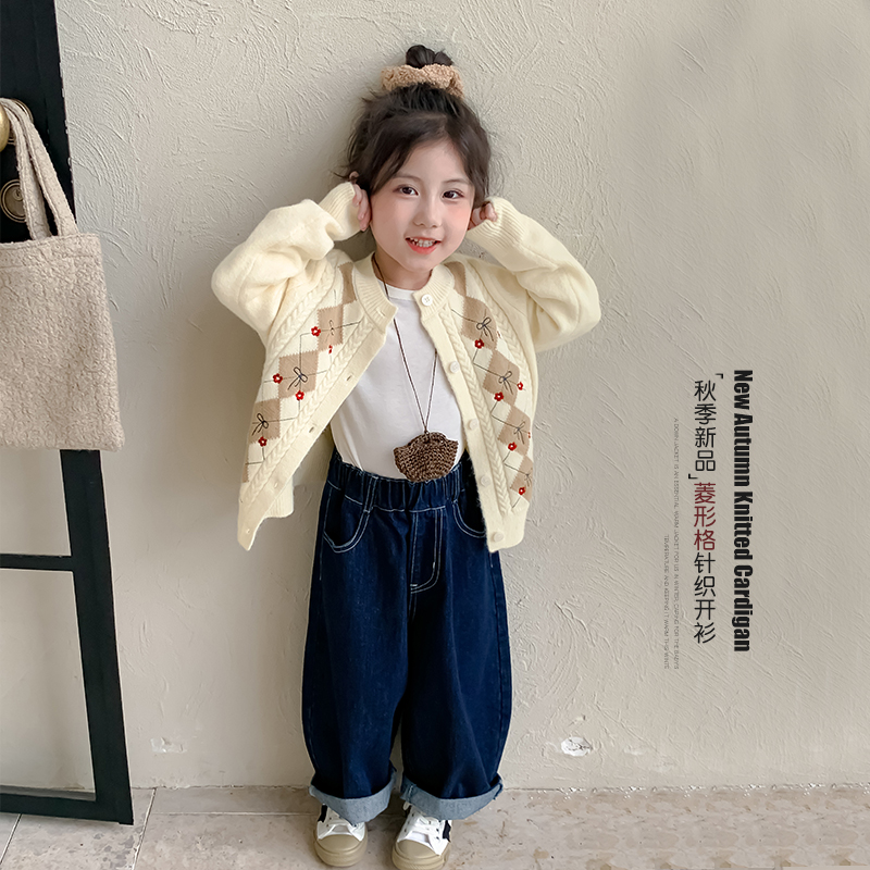 女童针织开衫秋装外套洋气针织衫