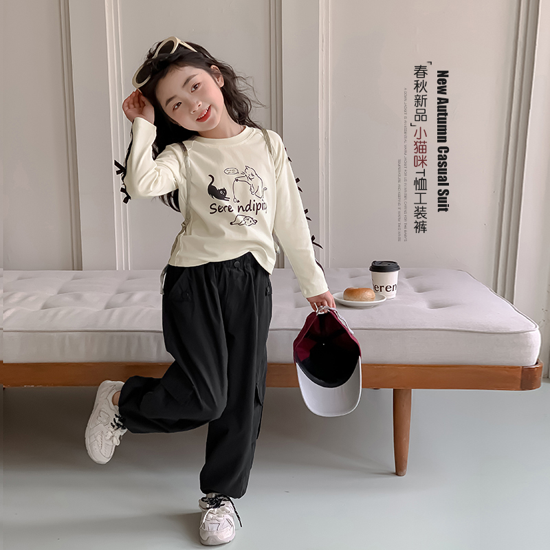 女童春装套装韩版春季儿童工装裤