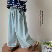 2025夏季 新款 刺绣阔腿裤 儿童春装 女孩春秋款