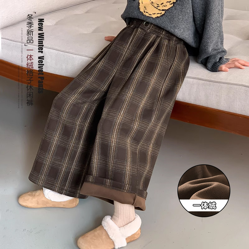 女童加绒裤子秋冬2026新款儿童冬季一体绒加厚冬装格子休闲阔腿裤,童装/婴儿装/亲子装,裤子,淘宝优惠券,粉丝福利购,淘宝优惠卷