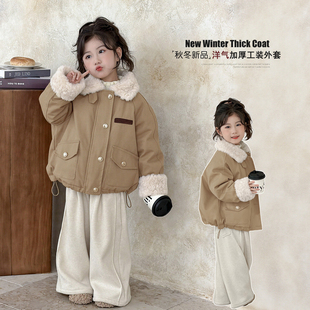 女童棉服外套冬装 儿童巨好看派克服拼羊羔毛夹克棉衣 2025秋冬新款