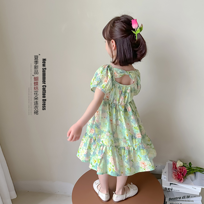 女童连衣裙夏季2025新款女孩洋气公主裙夏装薄款儿童背心裙碎花裙