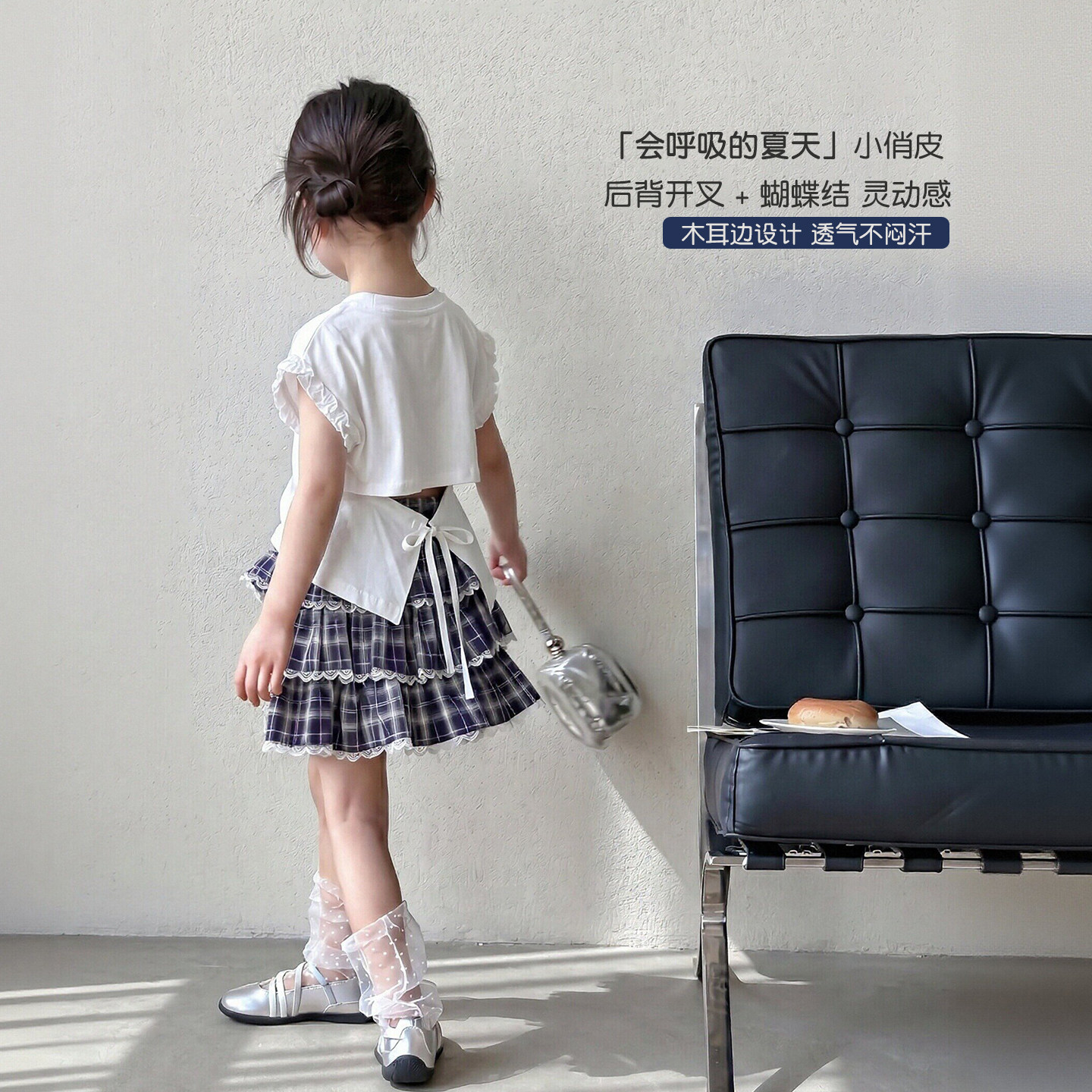 女童立体字母短袖T恤夏装2026新款女宝夏季超漂亮上衣儿童五分袖