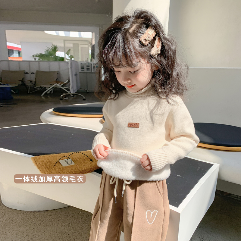 女童高领毛衣洋气冬装新款上衣