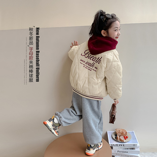 女童外套夹棉棒球服秋冬款2026新款韩版儿童冬季洋气时髦棉服冬装