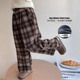 一体绒休闲裤 女童加绒裤 洋气小女孩冬装 儿童秋冬格子裤 子2026新款