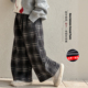 子2026新款 宝宝冬装 一体绒格子裤 女童加绒裤 儿童小女孩加厚阔腿裤