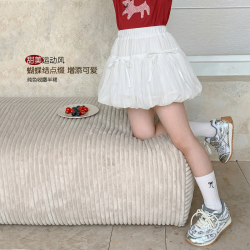 女童半身裙夏装2026新款女孩夏季白色花苞裙洋气儿童巨好看公主裙
