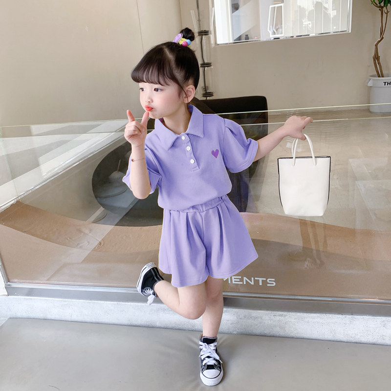 现货网红a女童夏季套装2023洋气新款儿童装夏装宝宝时髦短裤运动