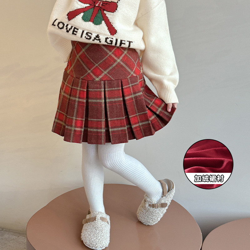 女童半身裙秋冬2026新款女孩宝宝洋气新年裙子儿童冬装加绒格子裙,童装/婴儿装/亲子装,半身裙,淘宝优惠券,粉丝福利购,淘宝优惠卷