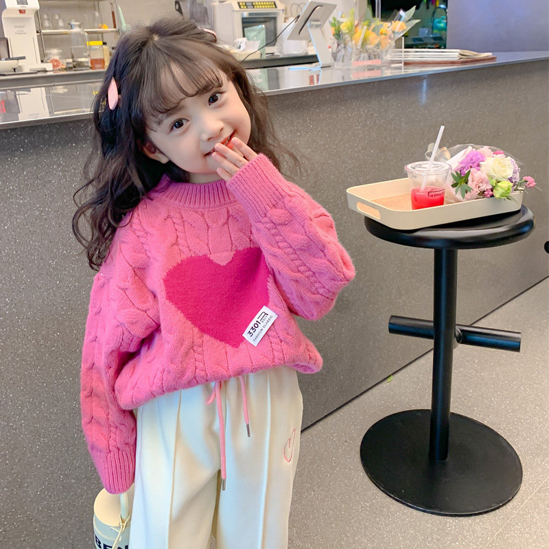 毛衣春秋2025新款儿童冬装加厚小女孩爱心套头春季衫,童装/婴儿装/亲子装,毛衣/针织衫,淘宝优惠券,粉丝福利购,淘宝优惠卷