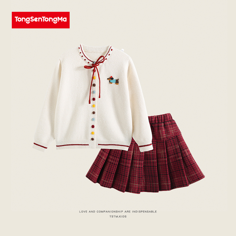 女童拜年服套装新年衣服裙子