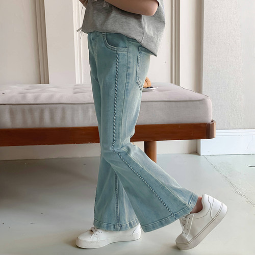 女童夏装牛仔裤儿童夏季喇叭裤