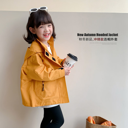女童冲锋衣外套儿童冬装连帽上衣