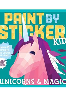 【现货】Paint by Sticker Kids: Unicorns & Magic，儿童贴纸绘画：独角兽与魔法 英文贴纸书