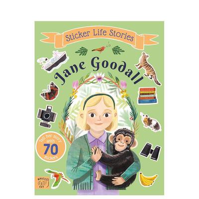 【现货】【励志贴纸故事】简·古道尔：好奇心与勇气【Sticker Life Stories】Jane Goodall 英文进口原版儿童趣味图书Evie Daye