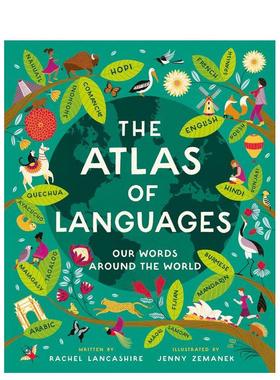 【现货】语言地图集 Atlas of Languages 世界文化 英文进口原版儿童绘本图书Rachel Lancashire Jenny Zemanek