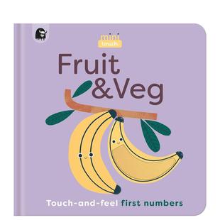 Fruit Touch 预售 水果和蔬菜：词汇启蒙 英文进口原版 Yak numbers 迷你触摸书 feel and Veg 儿童启蒙图书Happy first
