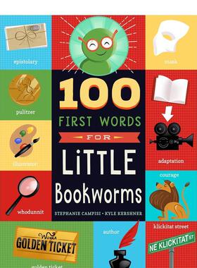 【预售】小书虫的100 个单词100 First Words For Little Bookworms英文进口原版儿童图书6-9岁启蒙Campisi  Stephanie