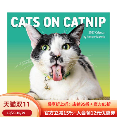 【预售】吸猫薄荷的猫 2027年挂历 Cats on Catnip Wall Calendar 2027 英文进口原版日历文创周边Andrew Marttila, Workman Cale