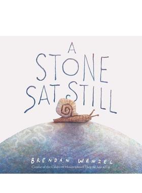 【预售】A Stone Sat Still【凯迪克获奖插画师Brendan Wenzel】一动不动的石头 英文进口原版儿童绘本图书 Brendan Wenzel