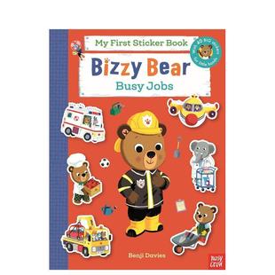 贴纸书：职业大发现 预售 小熊 Jobs英文进口原版 40张大贴 Busy Bizzy 忙碌 Sticker First Bear 儿童绘本图书 Book