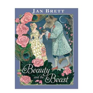 and the Beast英文进口原版 6岁Jan 美女与野兽Beauty 儿童故事图书3 Brett 现货