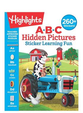 【预售】【隐藏图片贴纸学习乐趣】ABC 【Hidden Pictures Sticker Learning Fun】ABC 英文进口原版儿童趣味图书Highlights Lear