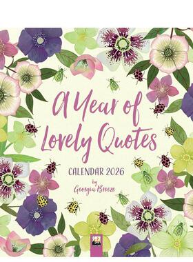 【预售】一年美好语录 2026年挂历（艺术日历） A Year of Lovely Quotes Wall Calendar 2026 (Art Calendar) 英文进口原版日历